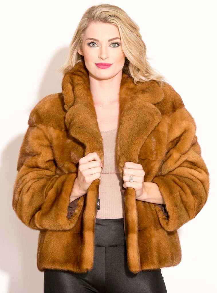 whisky horizontal mink fur jacket