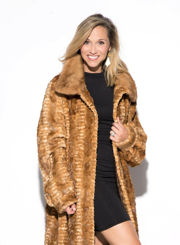 Women's Mink Fur Jacket with Full Mink Fur Collar