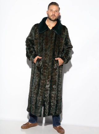 Men's Full Length Sculptured Mink Fur Coat with Full Mink Fur Collar.