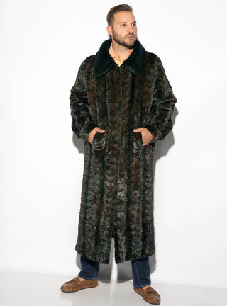 Men's Full Length Sculptured Mink Fur Coat with Full Mink Fur Collar.