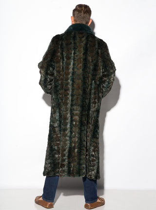 Men's Full Length Sculptured Mink Fur Coat with Full Mink Fur Collar.