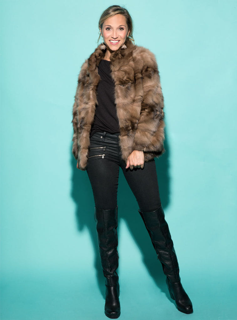 Sculpted Russian Sable Fur Jacket with Wing Collar