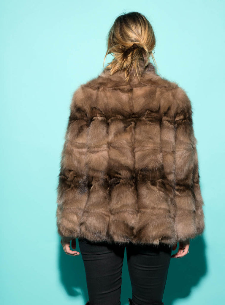 Sculpted Russian Sable Fur Jacket with Wing Collar