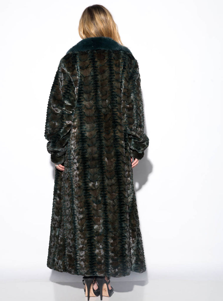 full length sculptured mink fur coat with mink fur collar