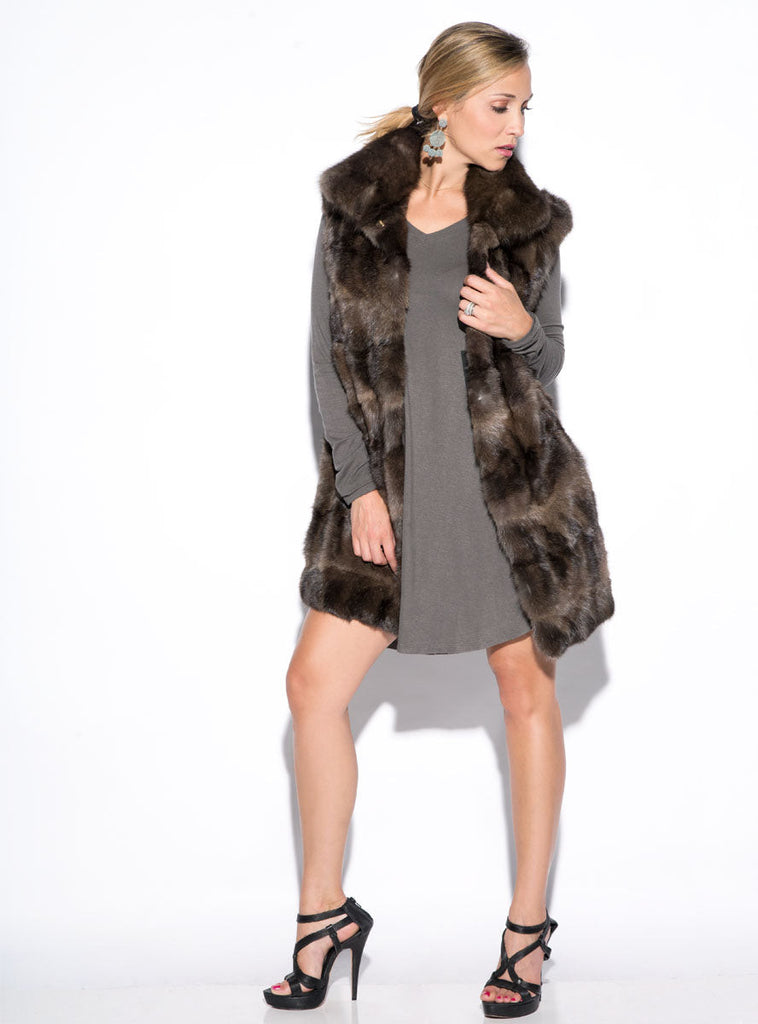Sculpted Russian Sable Fur Vest with Collar