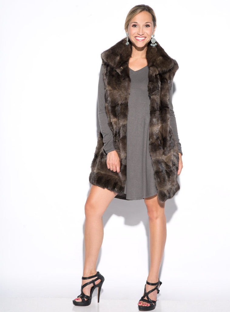 Sculpted Russian Sable Fur Vest with Collar