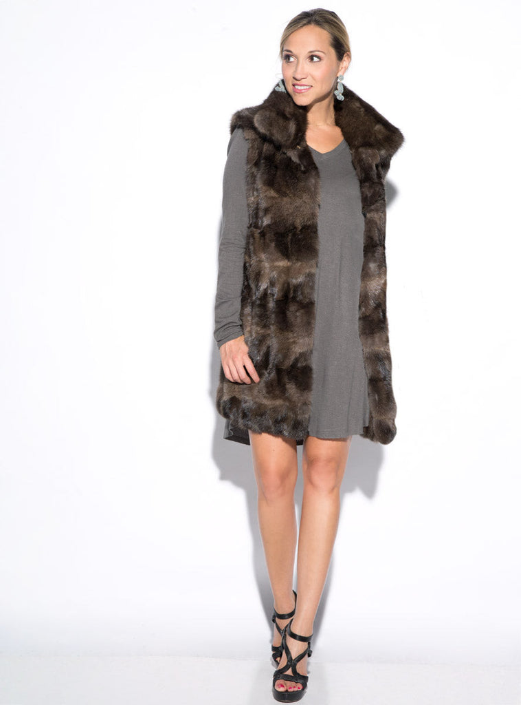 Sculpted Russian Sable Fur Vest with Collar