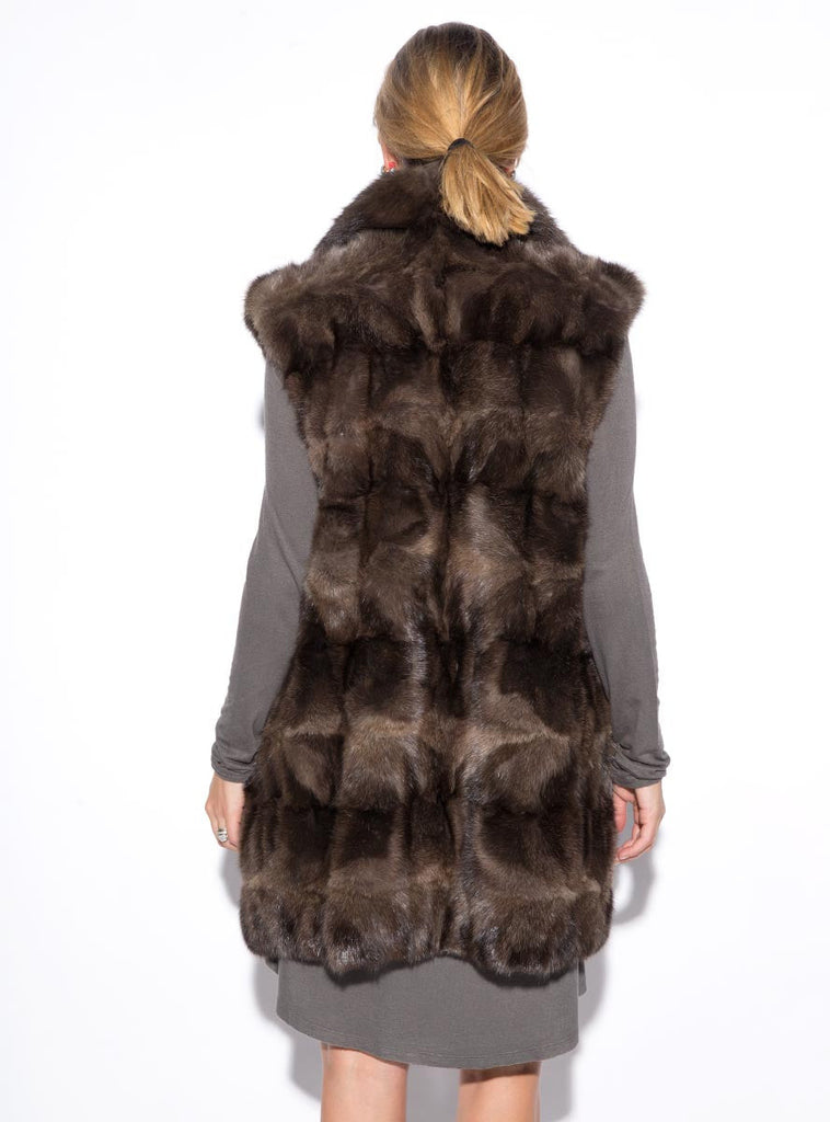 Sculpted Russian Sable Fur Vest with Collar