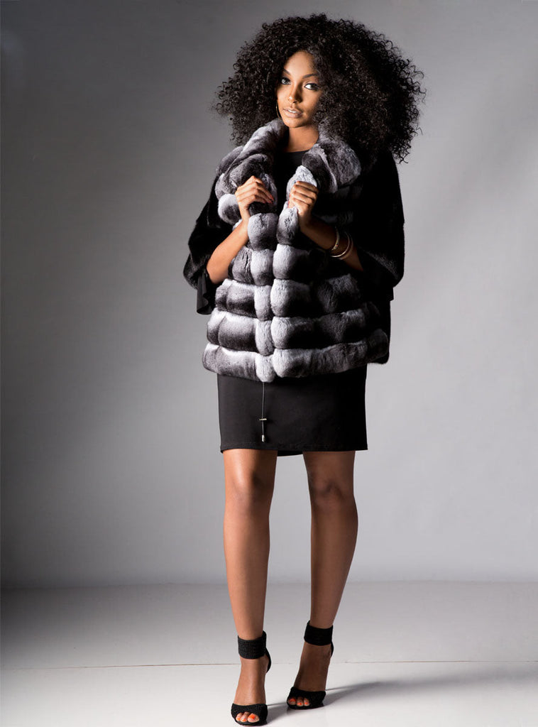 Mink Fur Bolero Jacket with Chinchilla Fur Front