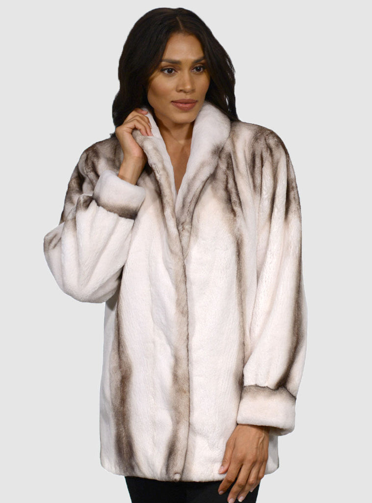 Semi Sheared Mink Fur Jacket with Bracelet Cuffs