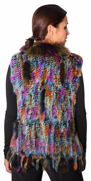 Knitted Rabbit Fur Vest with Raccoon Fur inserts.