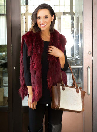 Knitted Rabbit Fur Vest with Raccoon Fur inserts.