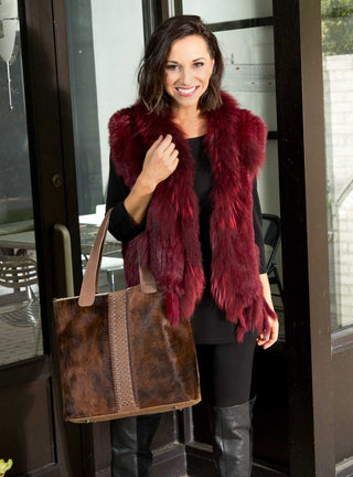 Knitted Rabbit Fur Vest with Raccoon Fur inserts.