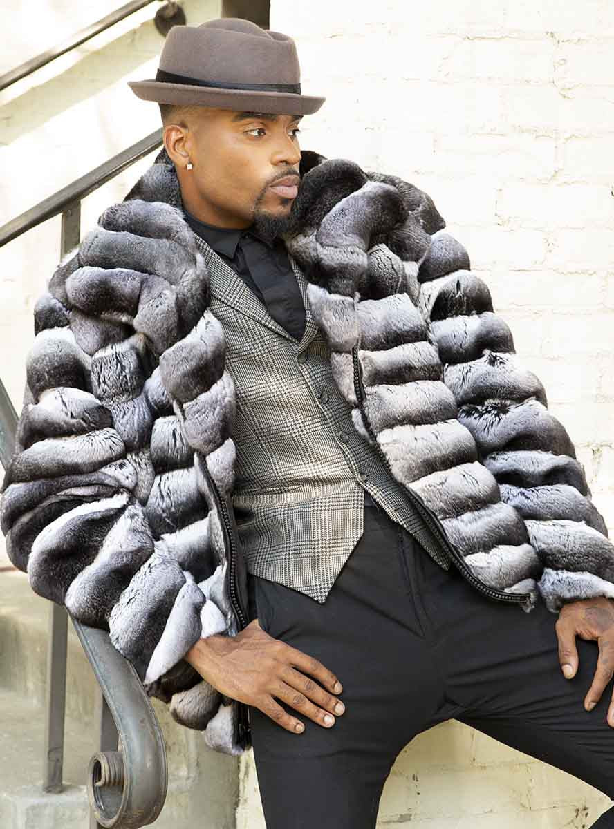 USA Made Men's Chinchilla Fur Jacket