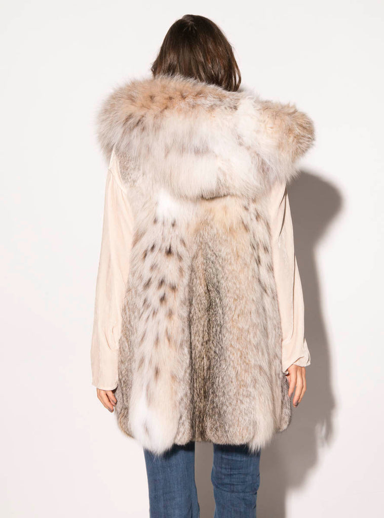 women's lynx fur vest with hood