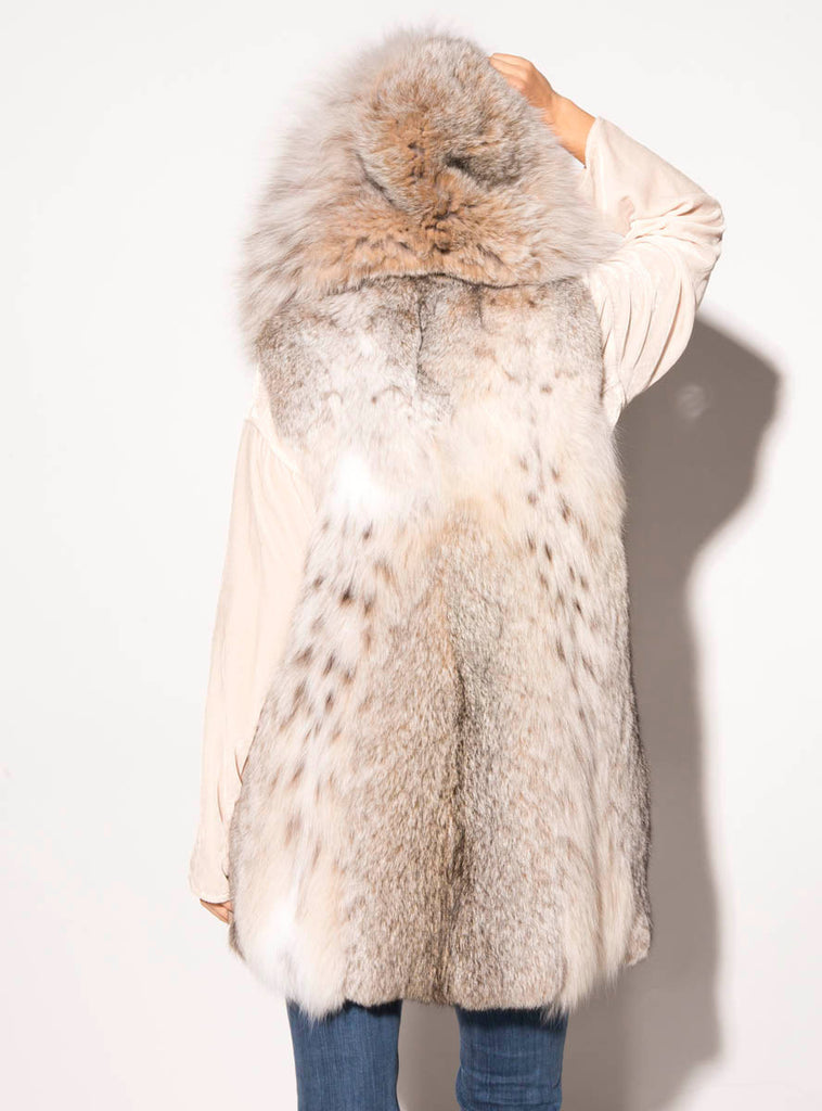 women's lynx fur vest with hood