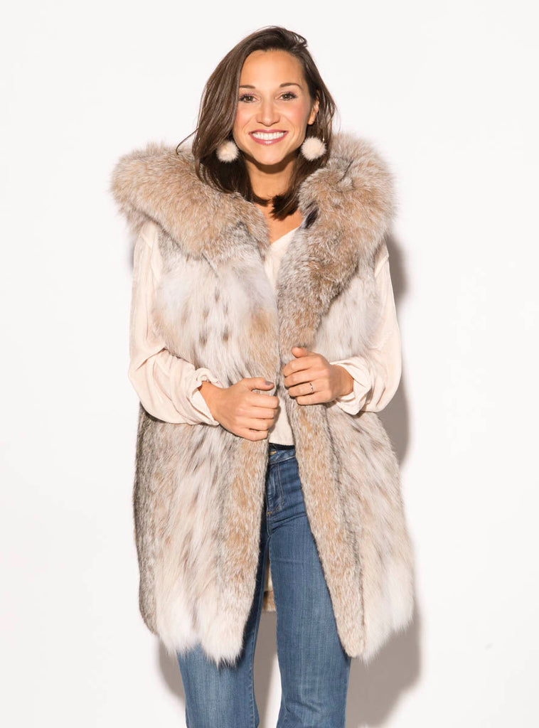 women's lynx fur vest with hood