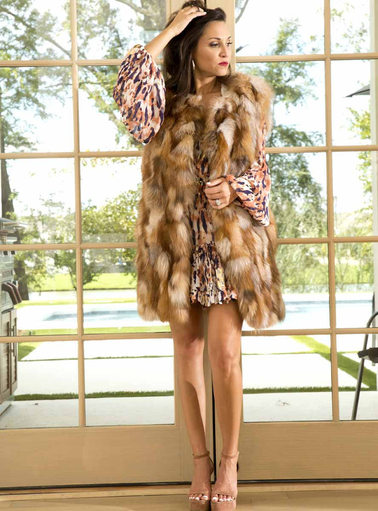 women's crystal fox fur vest