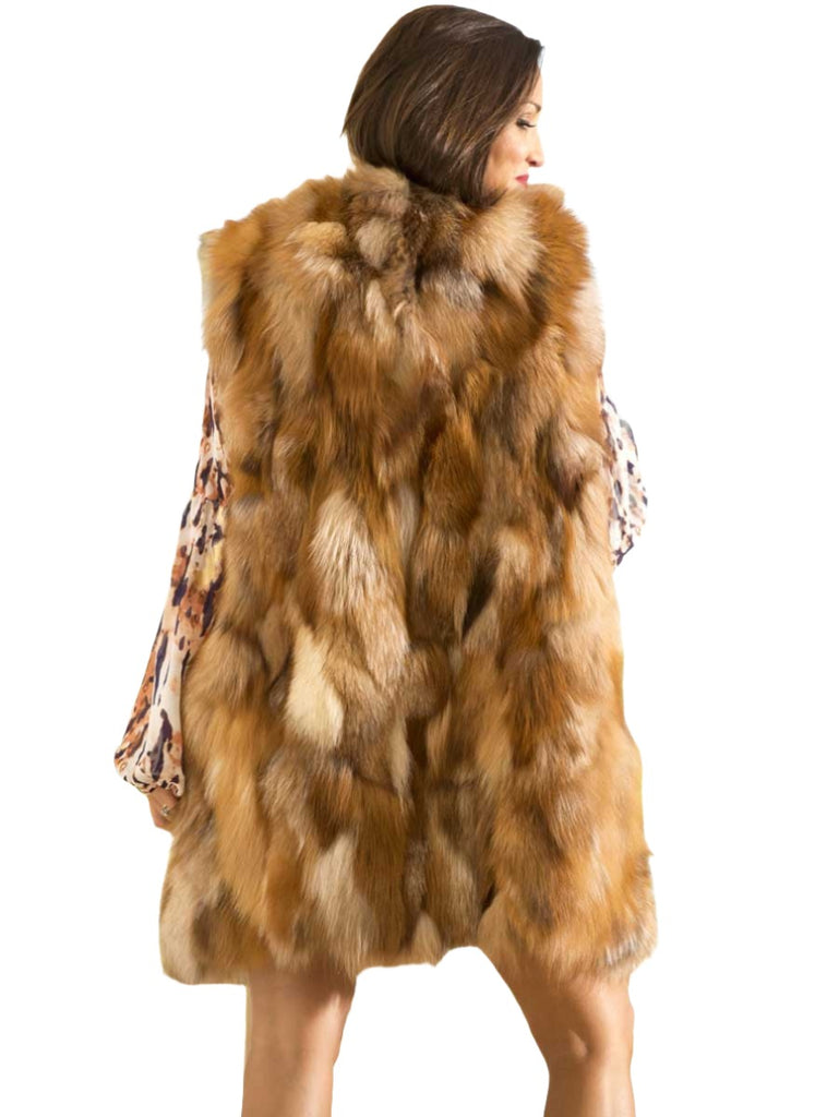 women's crystal fox fur vest