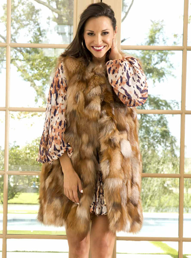 women's crystal fox fur vest