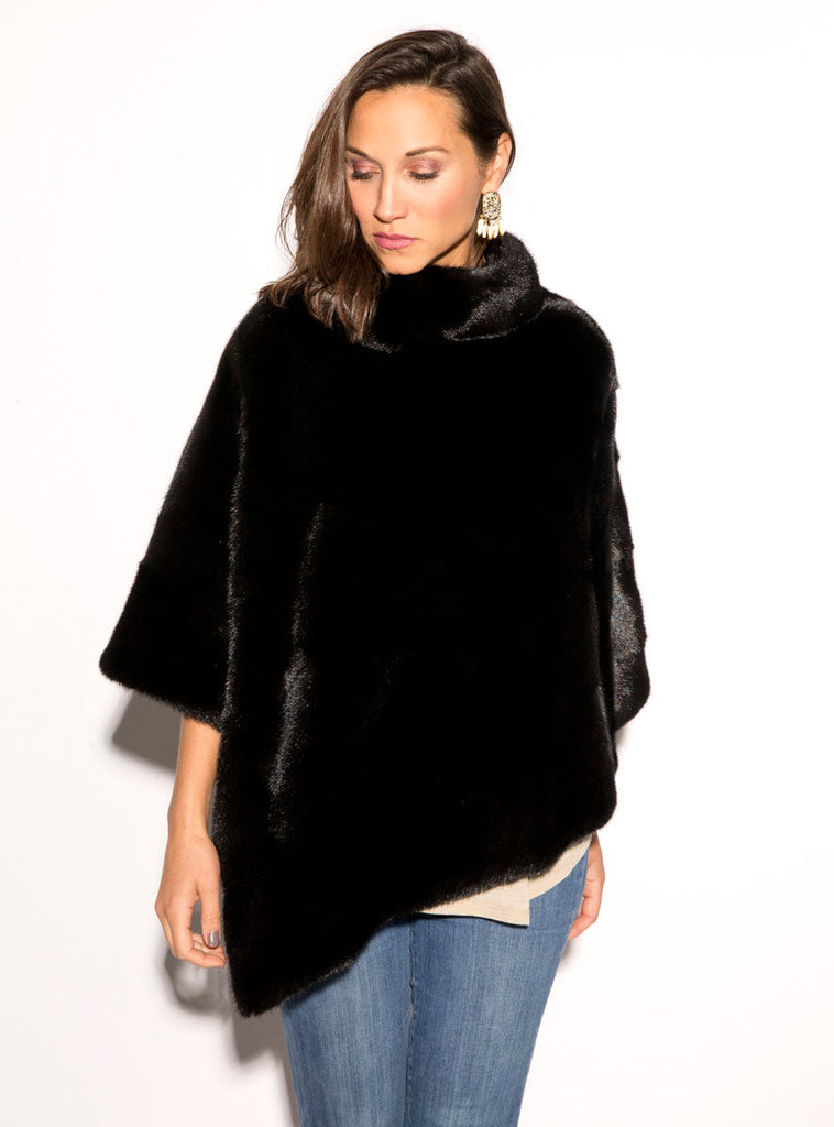 women's mink fur poncho cape