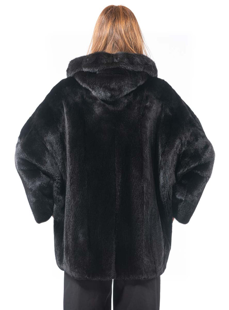 Natural Ranch SAGA Mink Fur Jacket with Hood & Zip Front