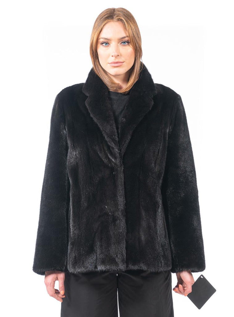 Women's Natural Ranch SAGA Mink Fur Jacket with Shawl Collar