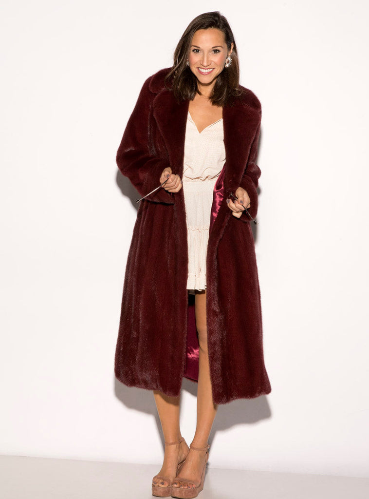 women's burgundy mink coat
