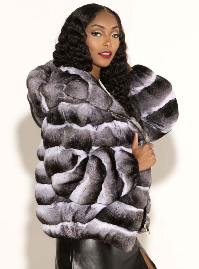 chinchilla fur jacket with hood