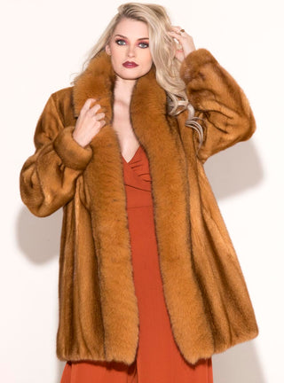 Mink Fur Stroller with Fox Fur Tuxedo & Bracelet Cuffs.