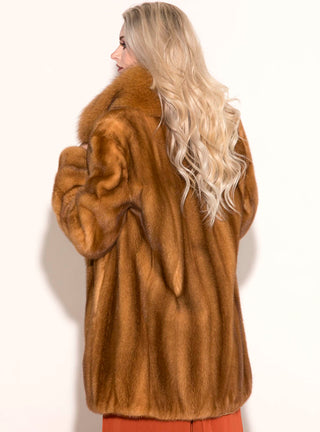 Mink Fur Stroller with Fox Fur Tuxedo & Bracelet Cuffs.