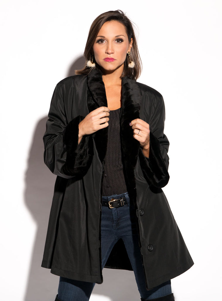 women's black mink fur jacket, reversible rain jacket