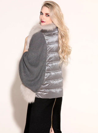 Fox Fur Jacket with Zip Sweater Sleeves & Down-Filled Back.