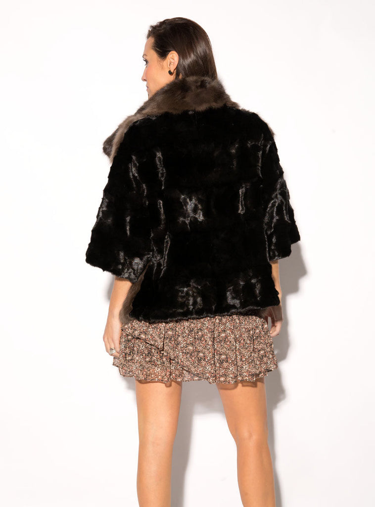 Mink Fur Jacket with Russian Sable Fur Trimmed Front