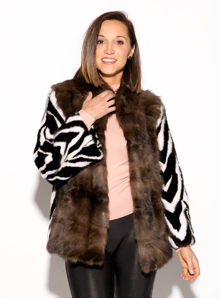 Ranch and White Mink Fur Jacket with Russian Sable Fur Front