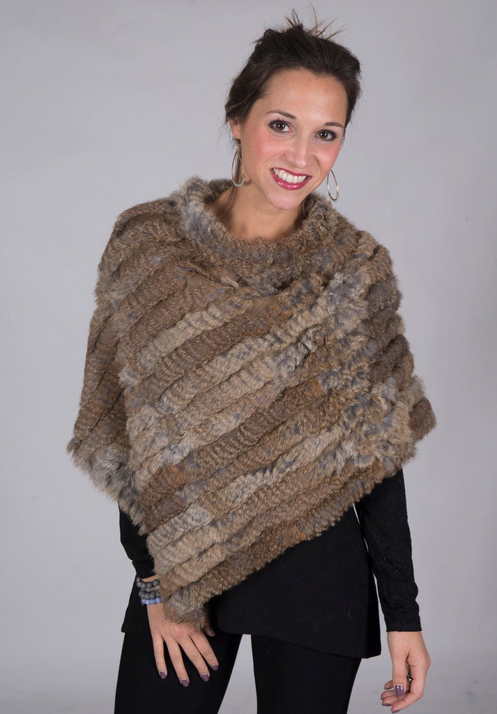Natural Knitted Rabbit Fur Poncho