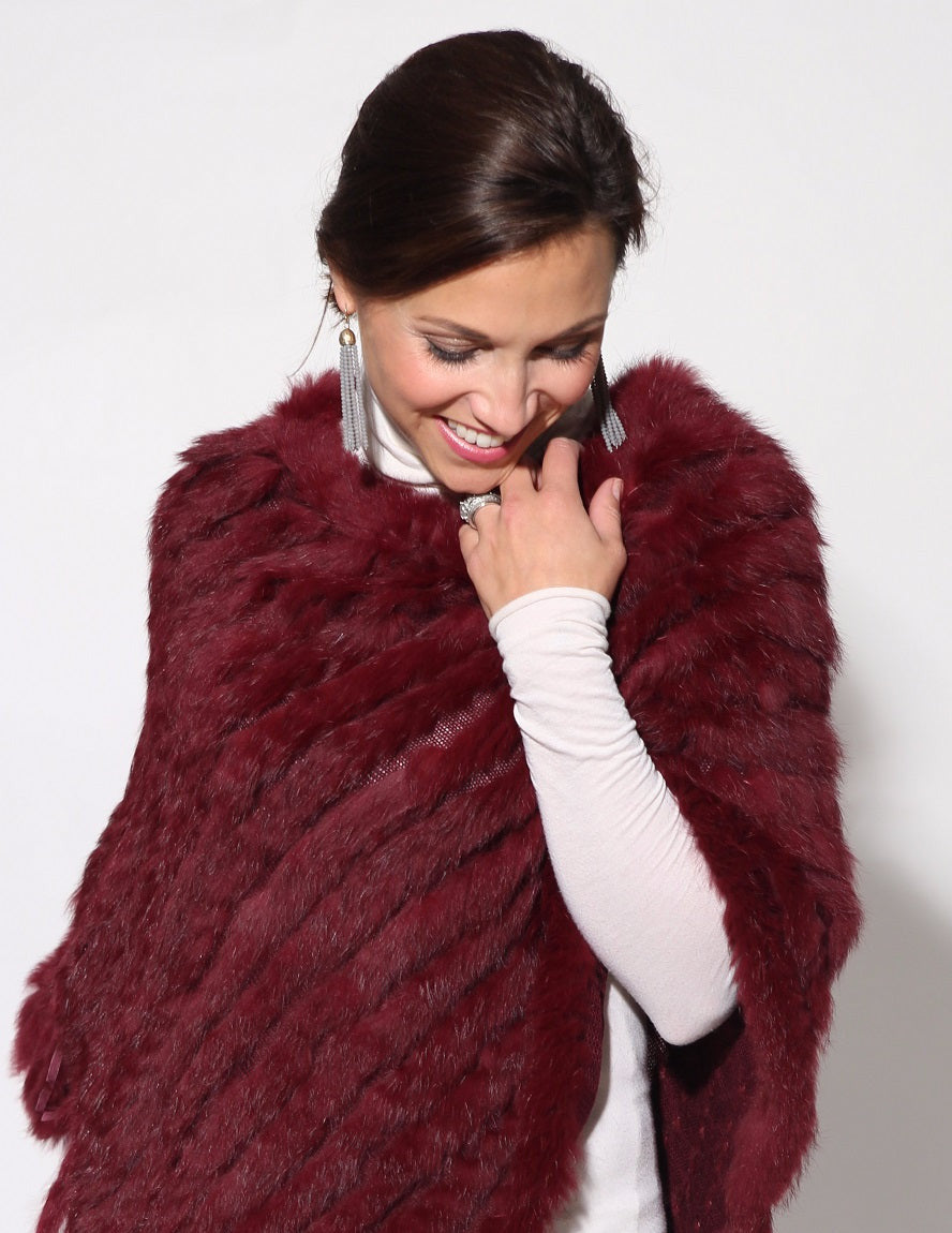Knitted rabbit fur poncho – Henig Furs