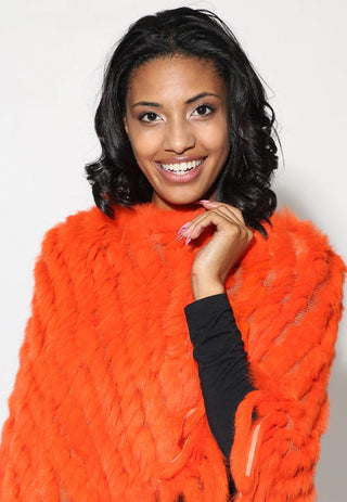 Knitted Rabbit Fur Poncho.