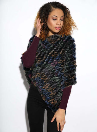 Knitted Rabbit Fur Poncho.