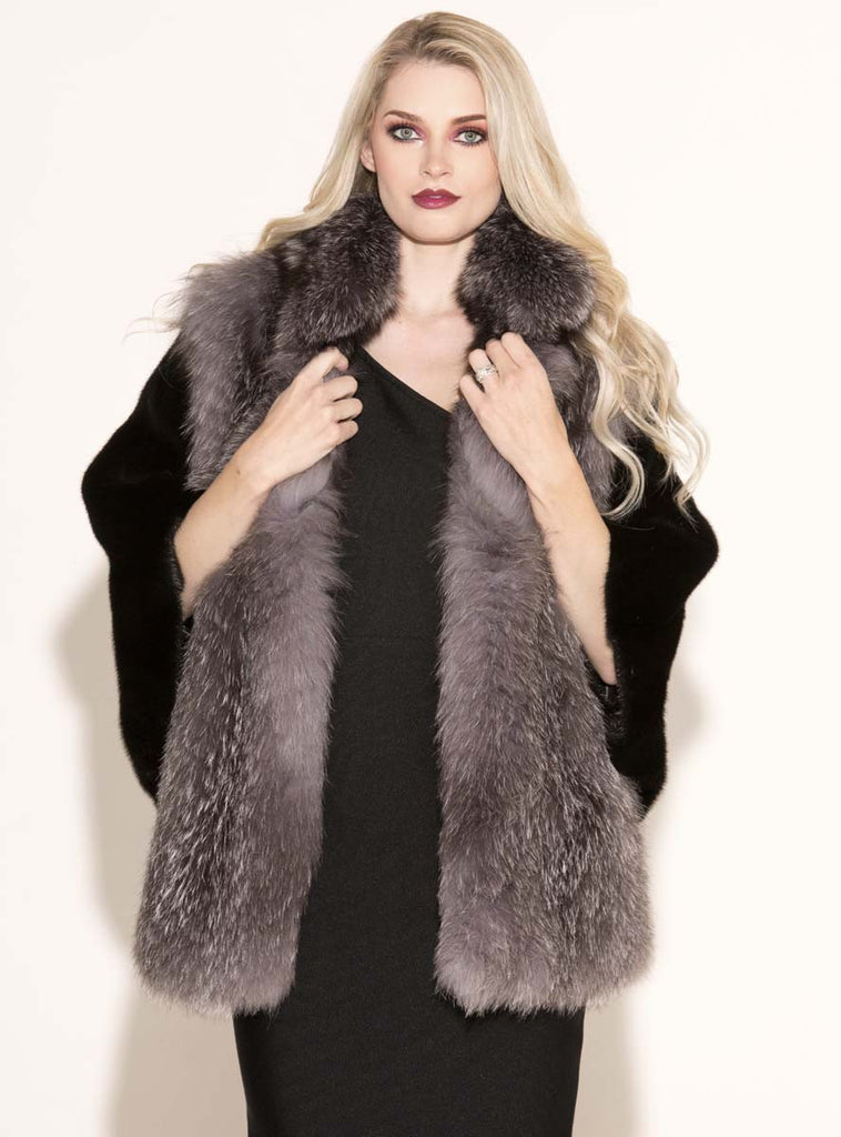 ranch mink cape with silver fox 
