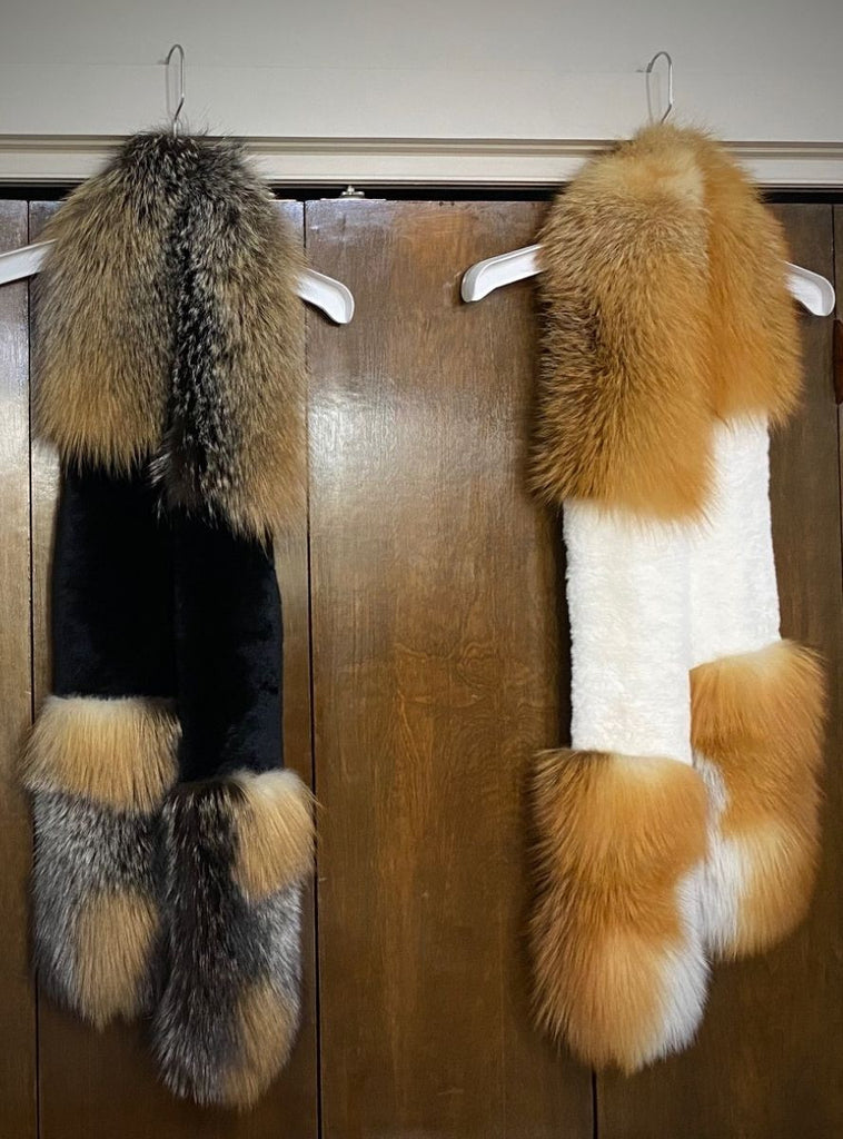 fox and rabbit fur scarf