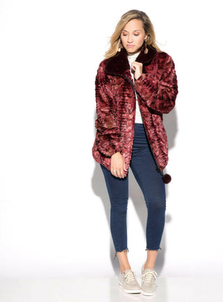 Mink Fur Bomber Jacket with Full Skin Mink Fur Collar.
