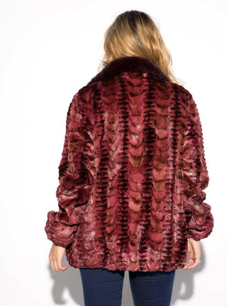 Mink Fur Bomber Jacket with Full Skin Mink Fur Collar.