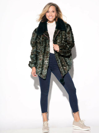 Mink Fur Bomber Jacket with Full Skin Mink Fur Collar.