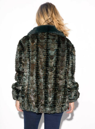 Mink Fur Bomber Jacket with Full Skin Mink Fur Collar.