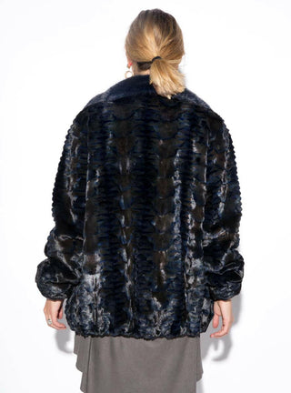 Mink Fur Bomber Jacket with Full Skin Mink Fur Collar.
