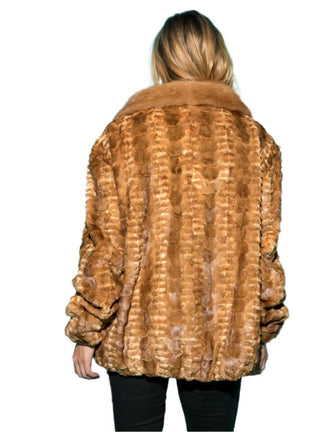 Mink Fur Bomber Jacket with Full Skin Mink Fur Collar.