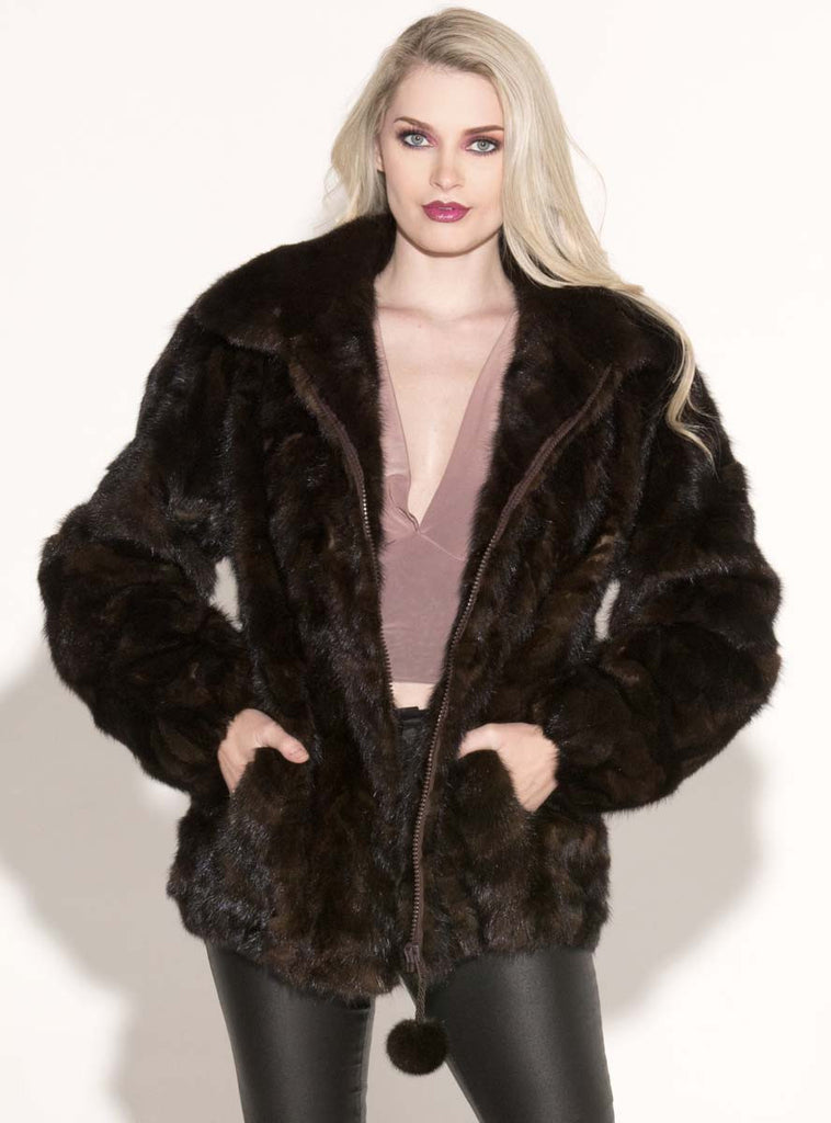 mahogany mink fur bomber jacket