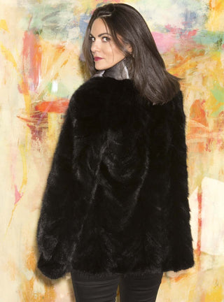 Ranch Mink Fur Jacket with Chinchilla Fur Collar.
