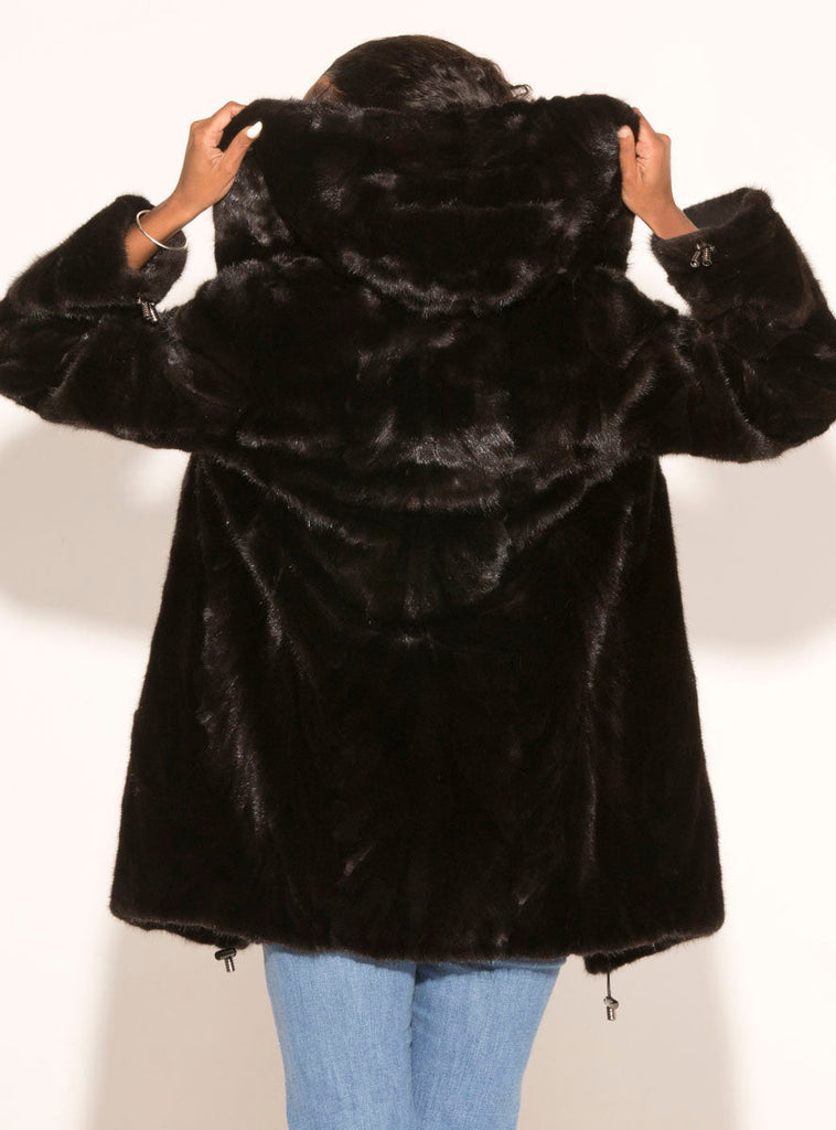 ranch mink jacket with hood